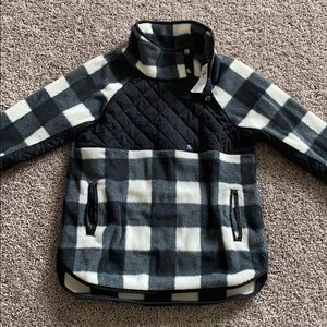 Asymmetrical snap up fleece